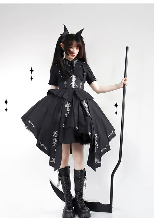 Grim Reaper bone print corset dress