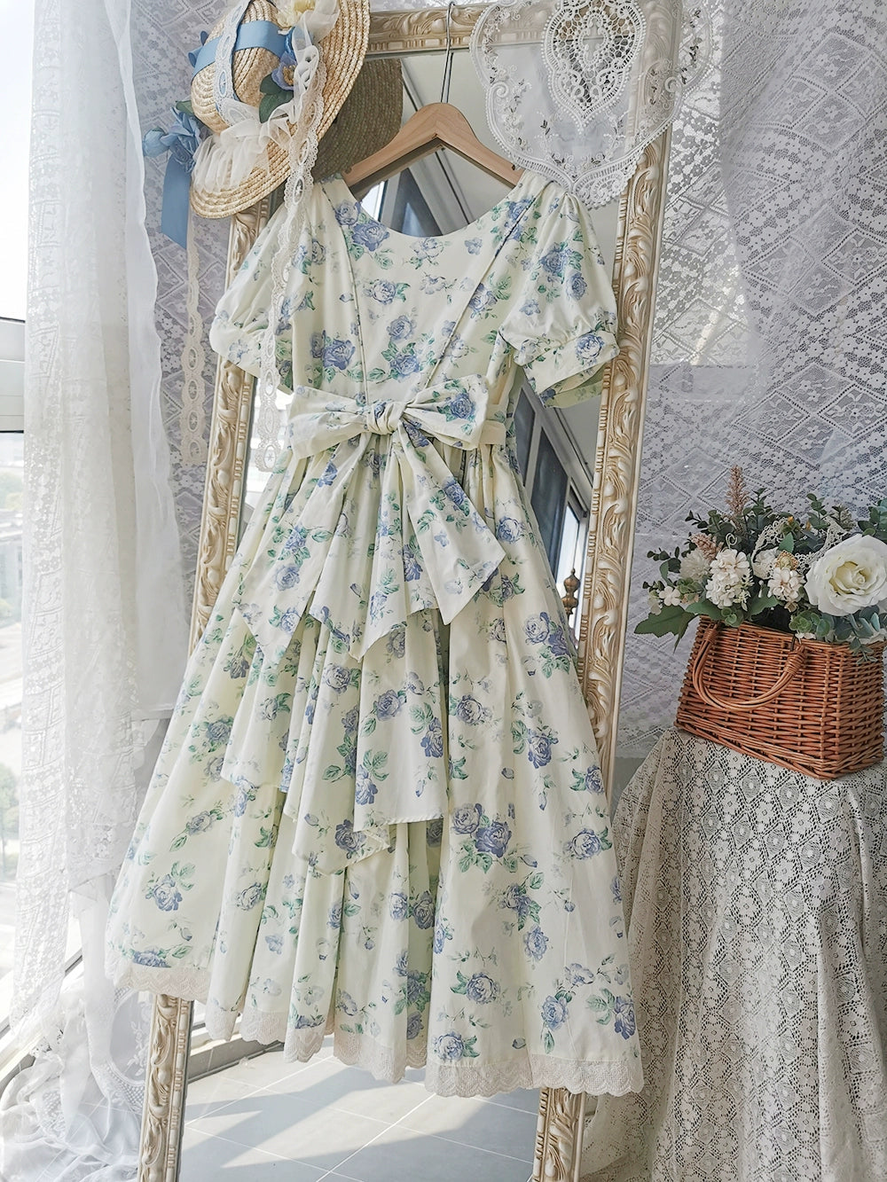 【予約販売】Rose Song ヴィンテージデザイン半袖ワンピース