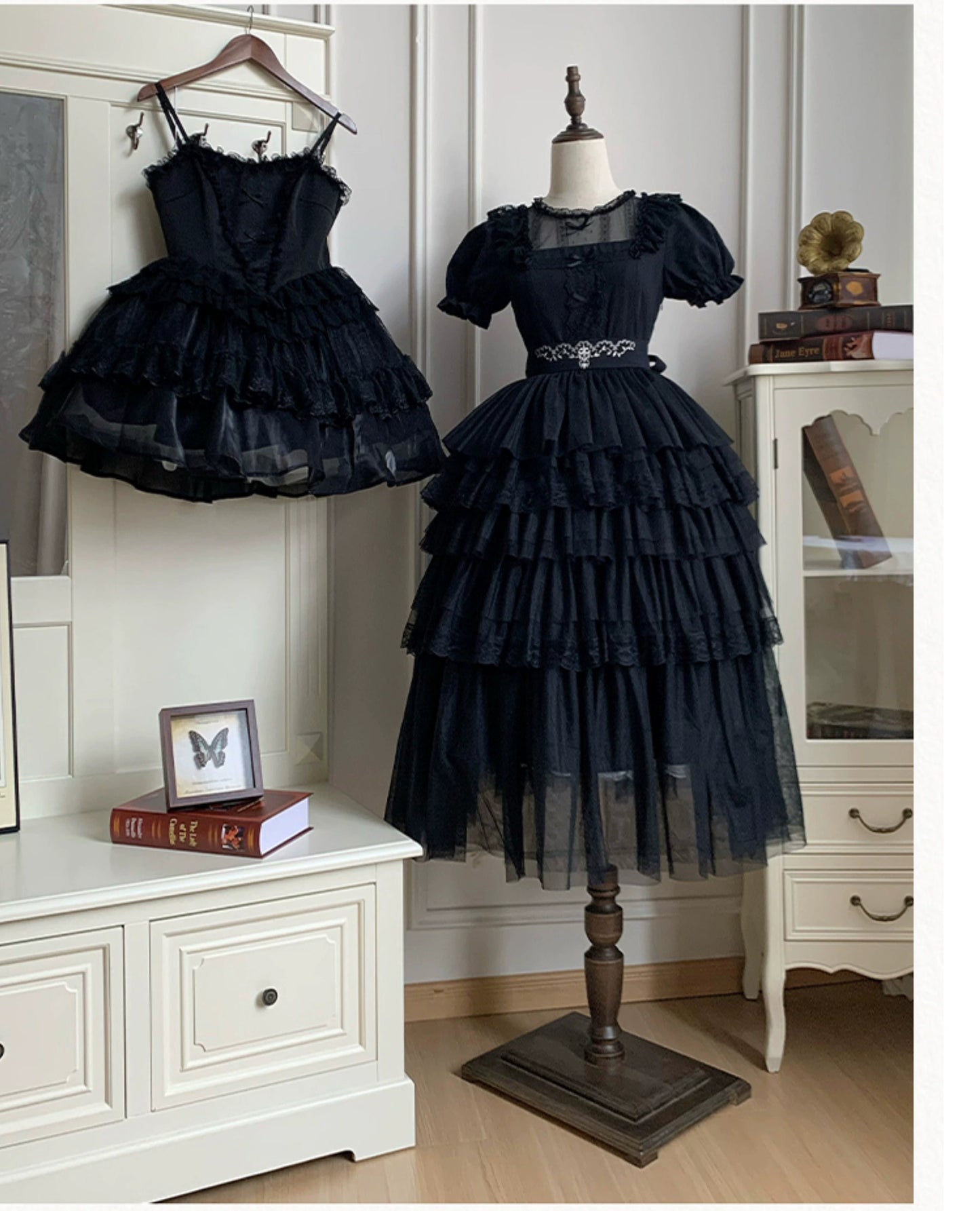 Dark Fairy Layered Frill Jumper Skirt and Blouse