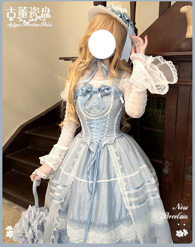 Antique Porcelain Plates オフショルダーブラウス