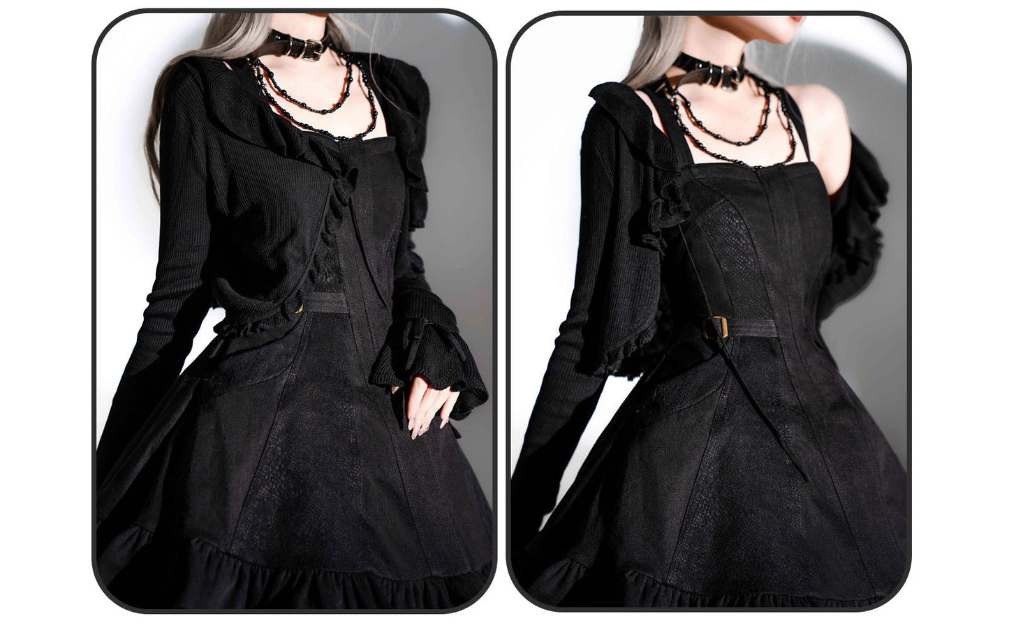 [Pre-orders available until 3/10] Rose Heart Black Frill Jumper Skirt