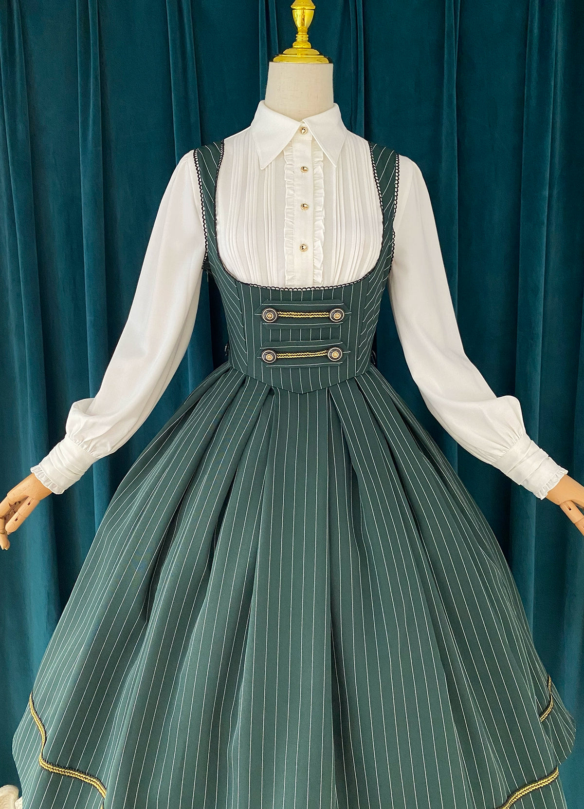 [Pre-orders available until 9/29] Bright Moon Corset Jumper Skirt Stripe [Green]