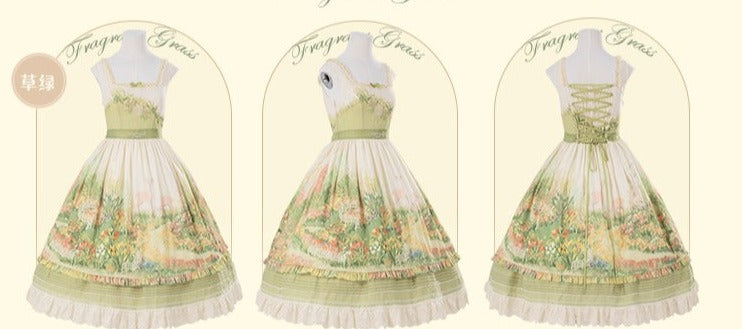 【再販・受注予約2/12まで】Fragrant Grass プリントジャンパースカート