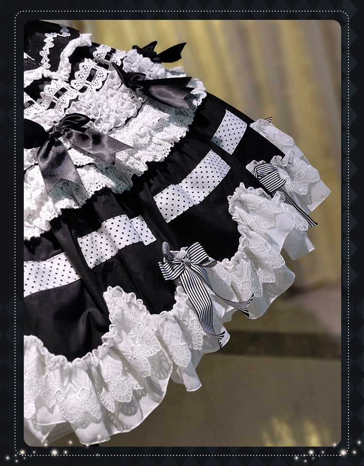 [Pre-orders available until 12/11] Concerto Out of Order Monotone Sweet Lolita Jumper Skirt Full Set