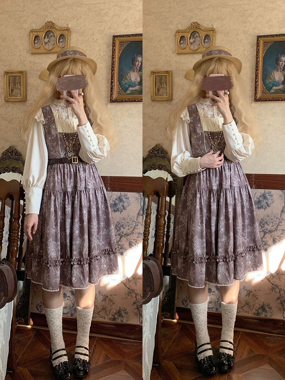 【予約販売】Sketch Wild Rose ジャンパースカート プリントタイプ
