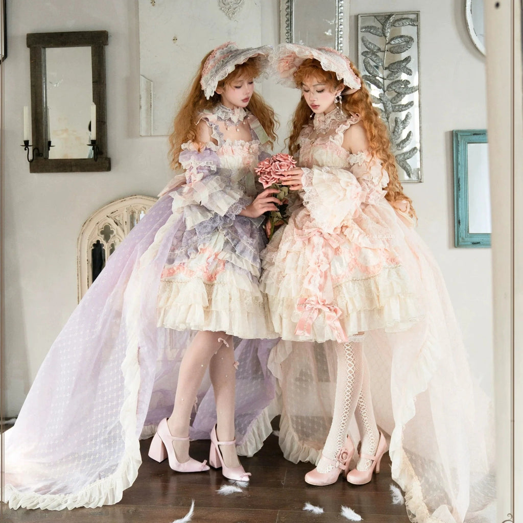 Find Brilliant Blossom レースの花嫁ドレス・ピンク＆パープル