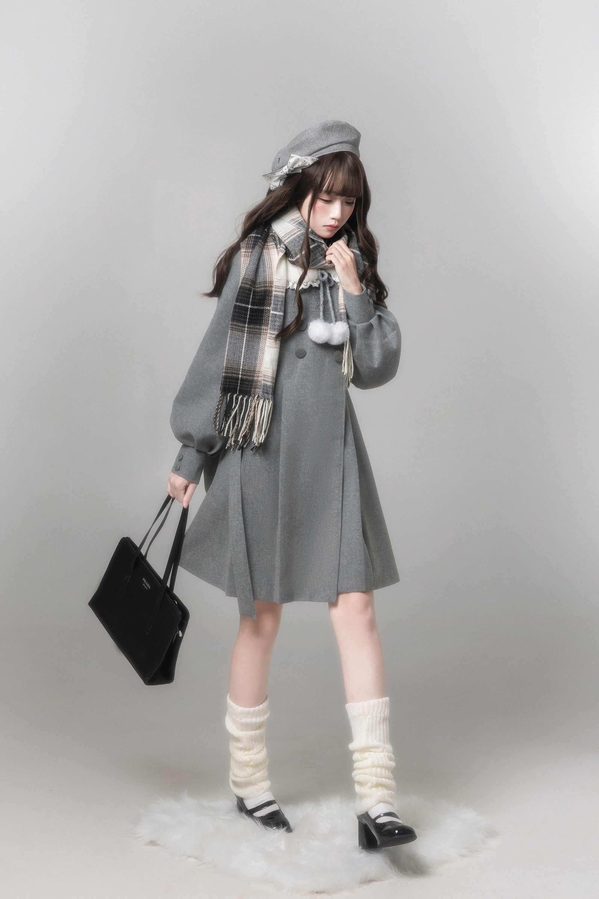 Miss Gray ふわふわ襟付きコート