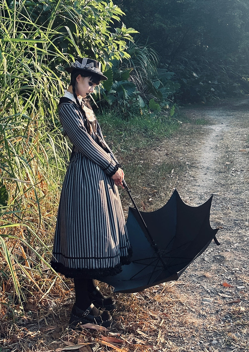 【予約販売】Classic Chocolat Stripe ストライプスカート・ロング丈