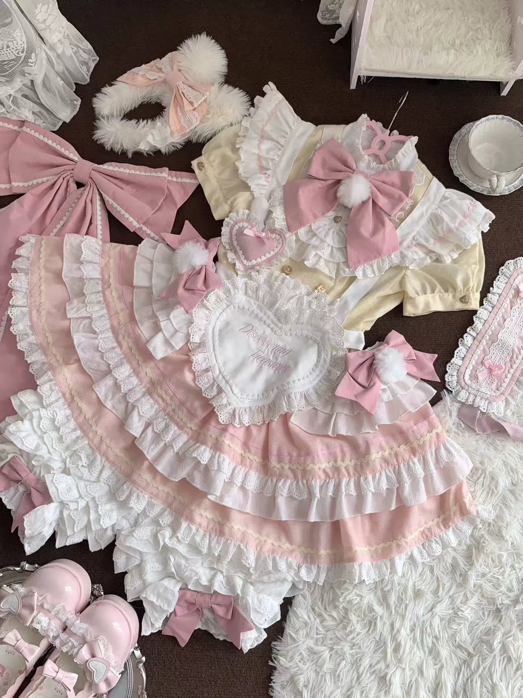 【再販・受注予約7/16まで】Fairydoll Maid ミニ丈半袖ワンピース エプロン・ドロワーズ付き