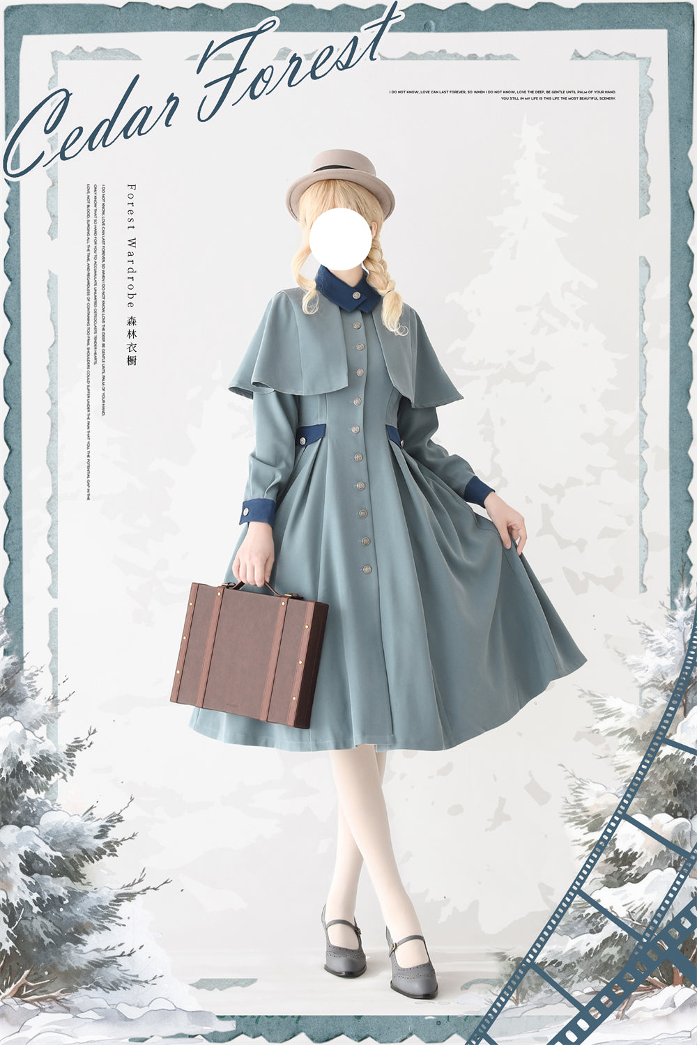 Snow Cedar クラシカルケープ付きワンピースコート
