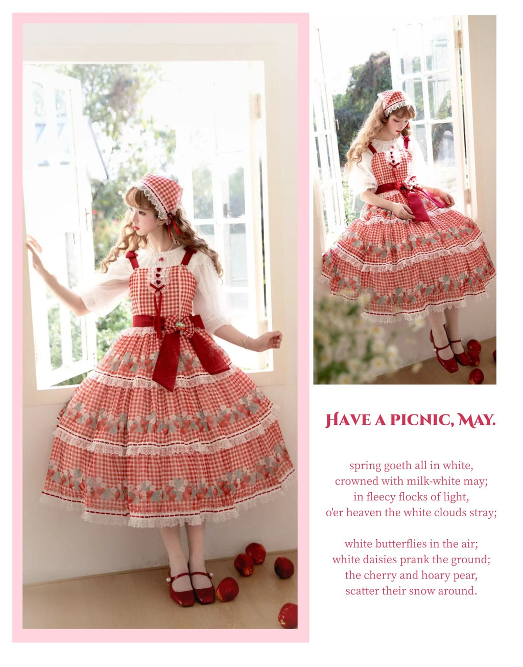 [Pre-orders accepted until 3/5] Have a Picnic, May Strawberry Gingham Check Jumper Skirt