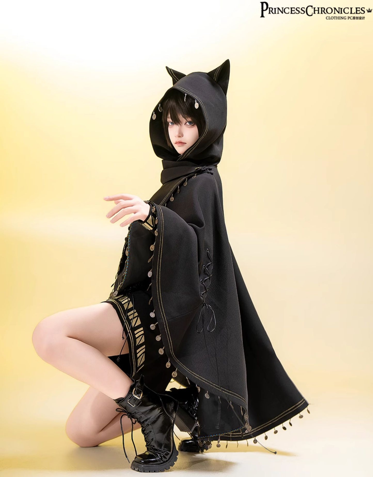 【受注予約3/26まで】Black Cat 皇子系猫耳フーディマント