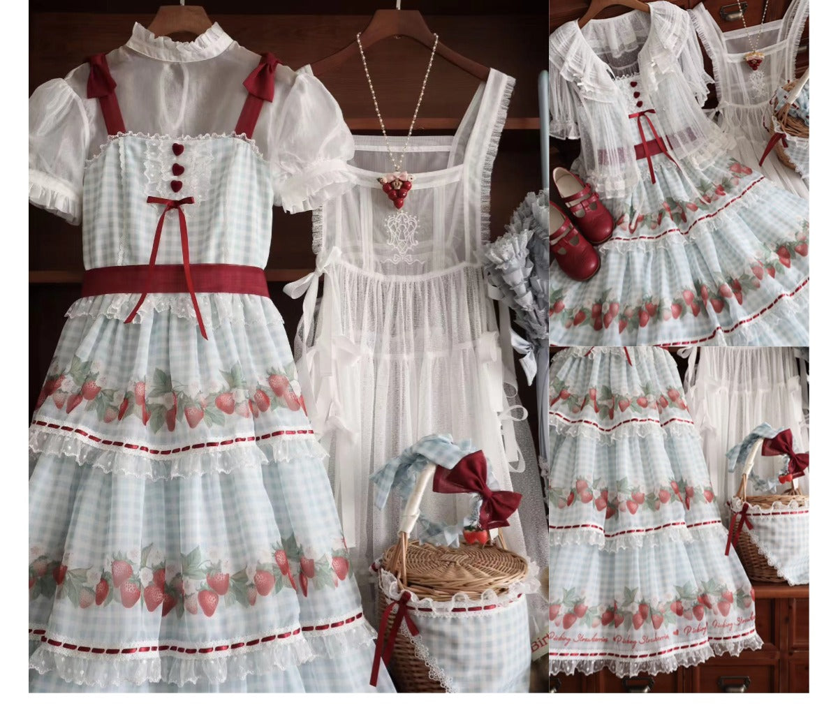 [Pre-orders accepted until 3/5] Have a Picnic, May Strawberry Gingham Check Jumper Skirt