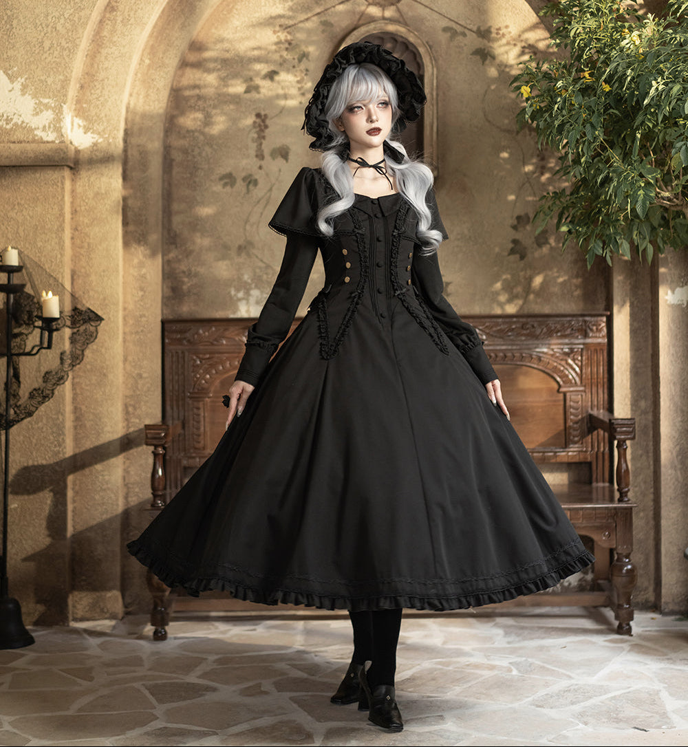 【受注予約12/3まで】漆黒の秒針 長袖ワンピース・ロング丈