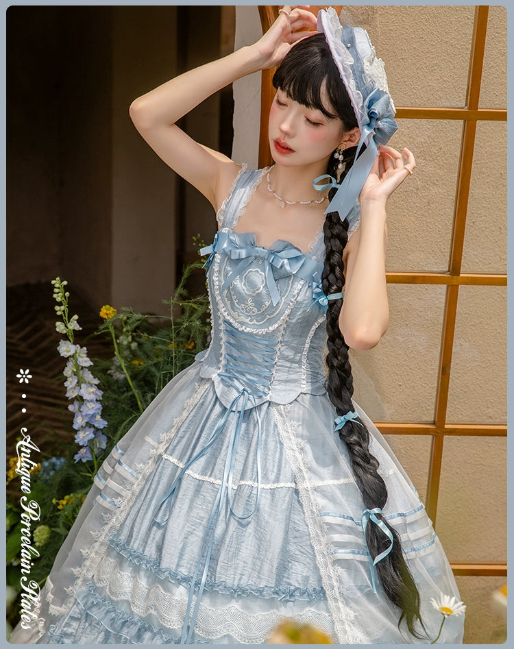 Antique Porcelain Plates レイヤードジャンパースカート