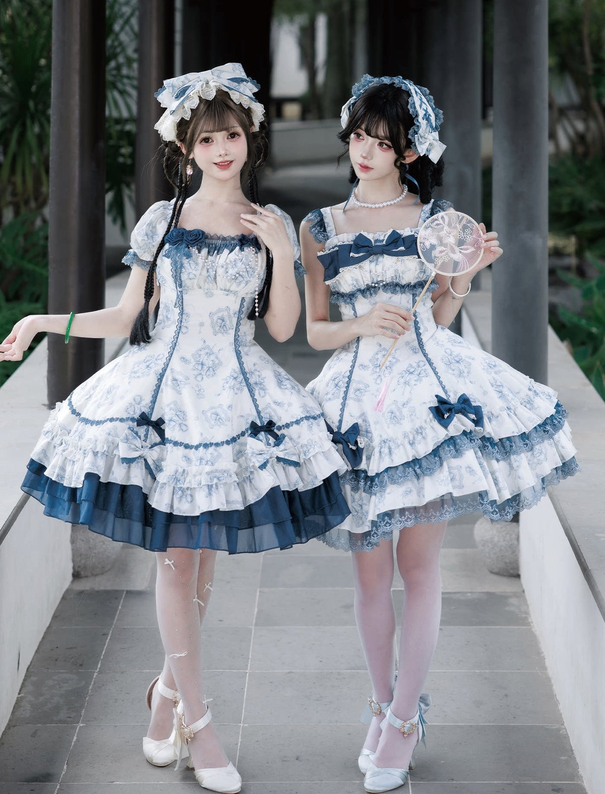 Blue Floral Rose プリントワンピース
