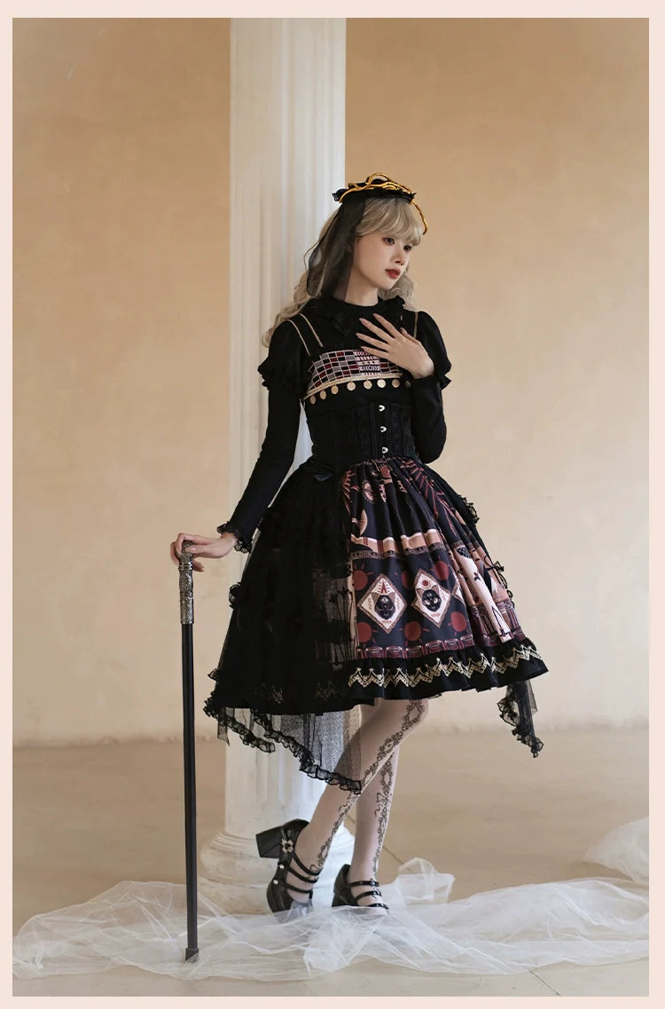 Cat God Egyptian Motif Jumper Skirt and Corset