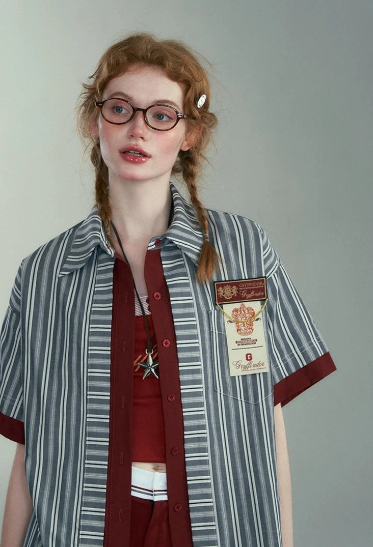 [Pre-order] Hogwarts School of Witchcraft and Wizardry Oversized Striped Shirt