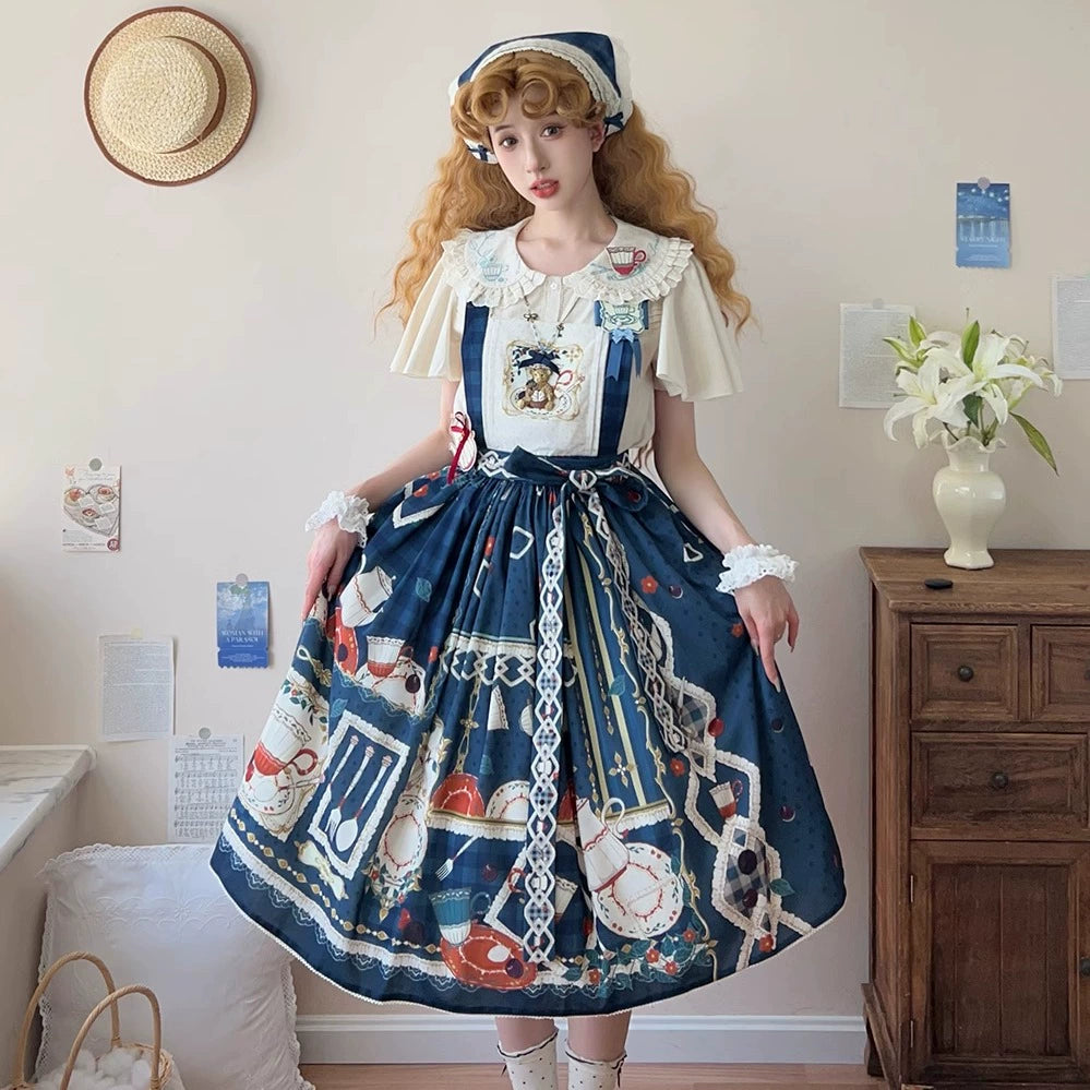 予約販売】Picnic Tea Party 2wayサロペットスカート – ロリータ 予約販売】Picnic Tea Party 2wayサロペットスカート – ロリータ