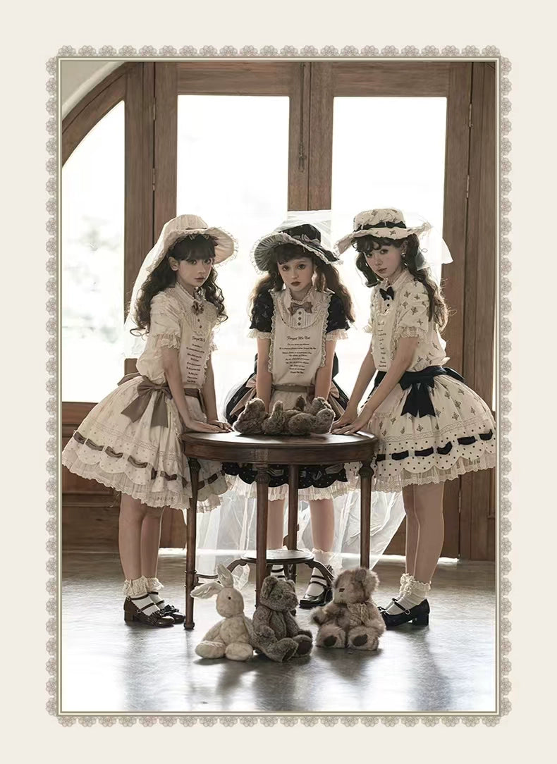 Dot Doll Stand Collar Apron Style Dress