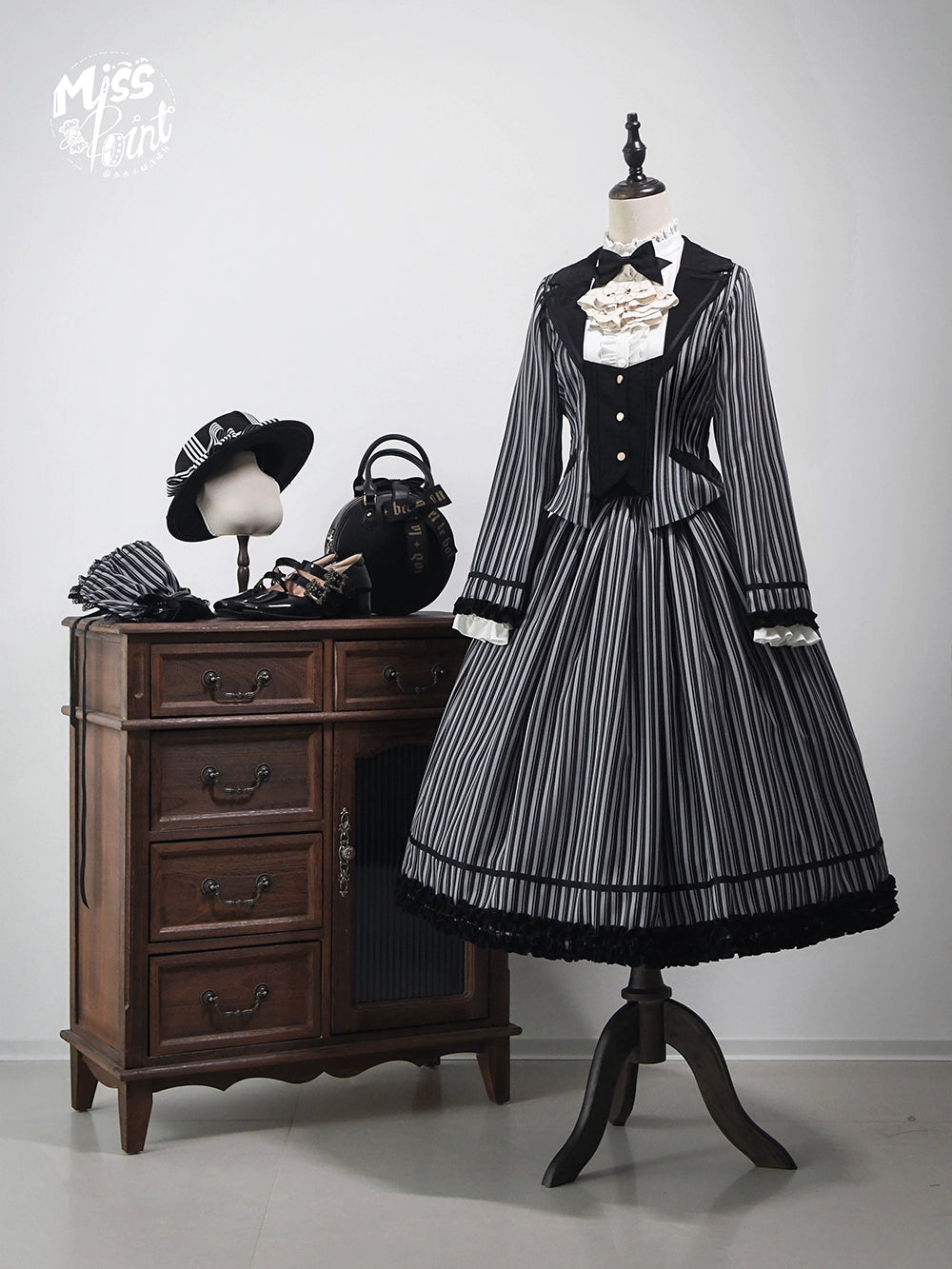 【予約販売】Classic Chocolat Stripe ストライプスカート・ロング丈