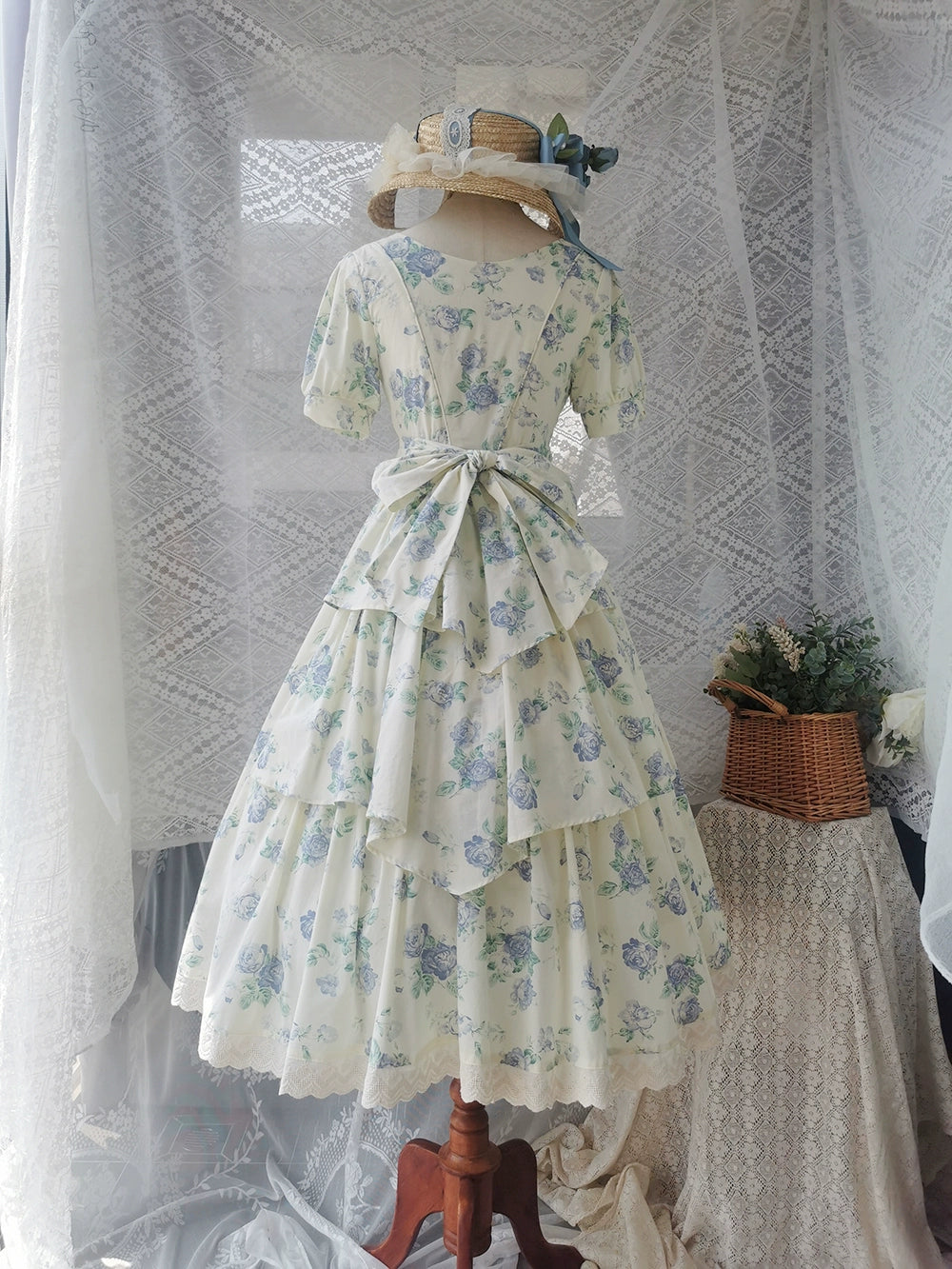 【予約販売】Rose Song ヴィンテージデザイン半袖ワンピース