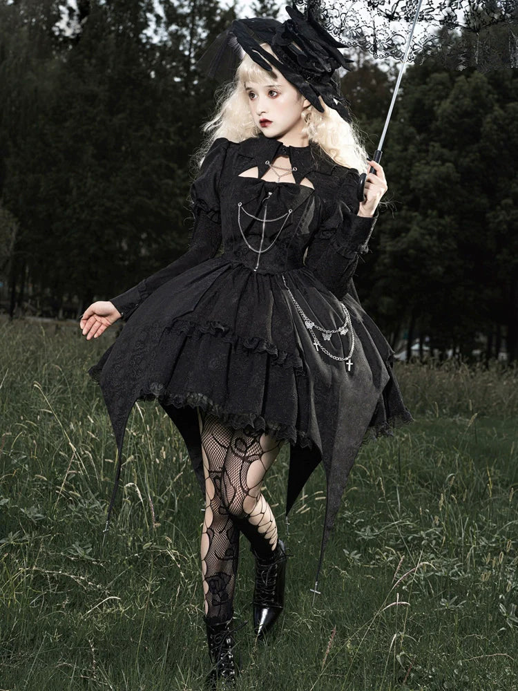 Black Rose Princess コウモリスカート長袖ワンピース