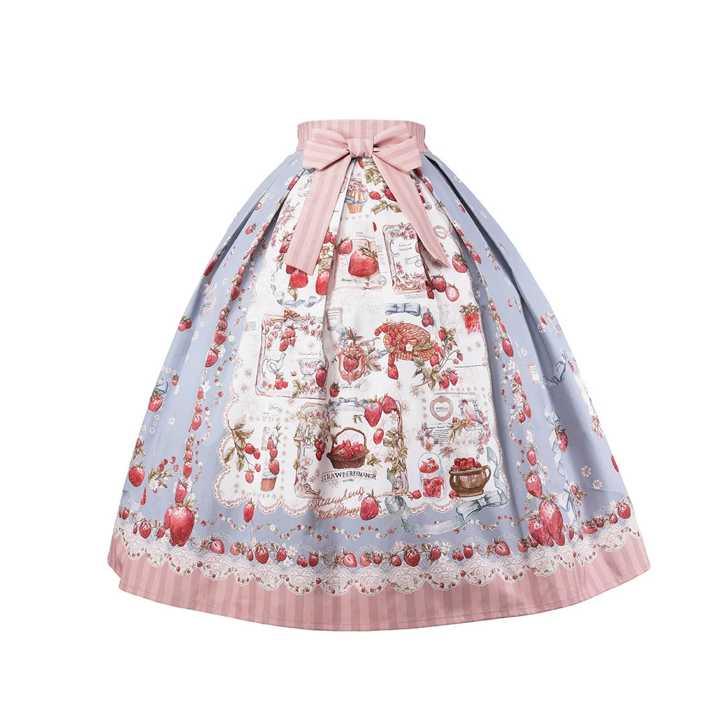 【受注予約10/29まで】Strawberry Manor プリントスカート・ミドル丈