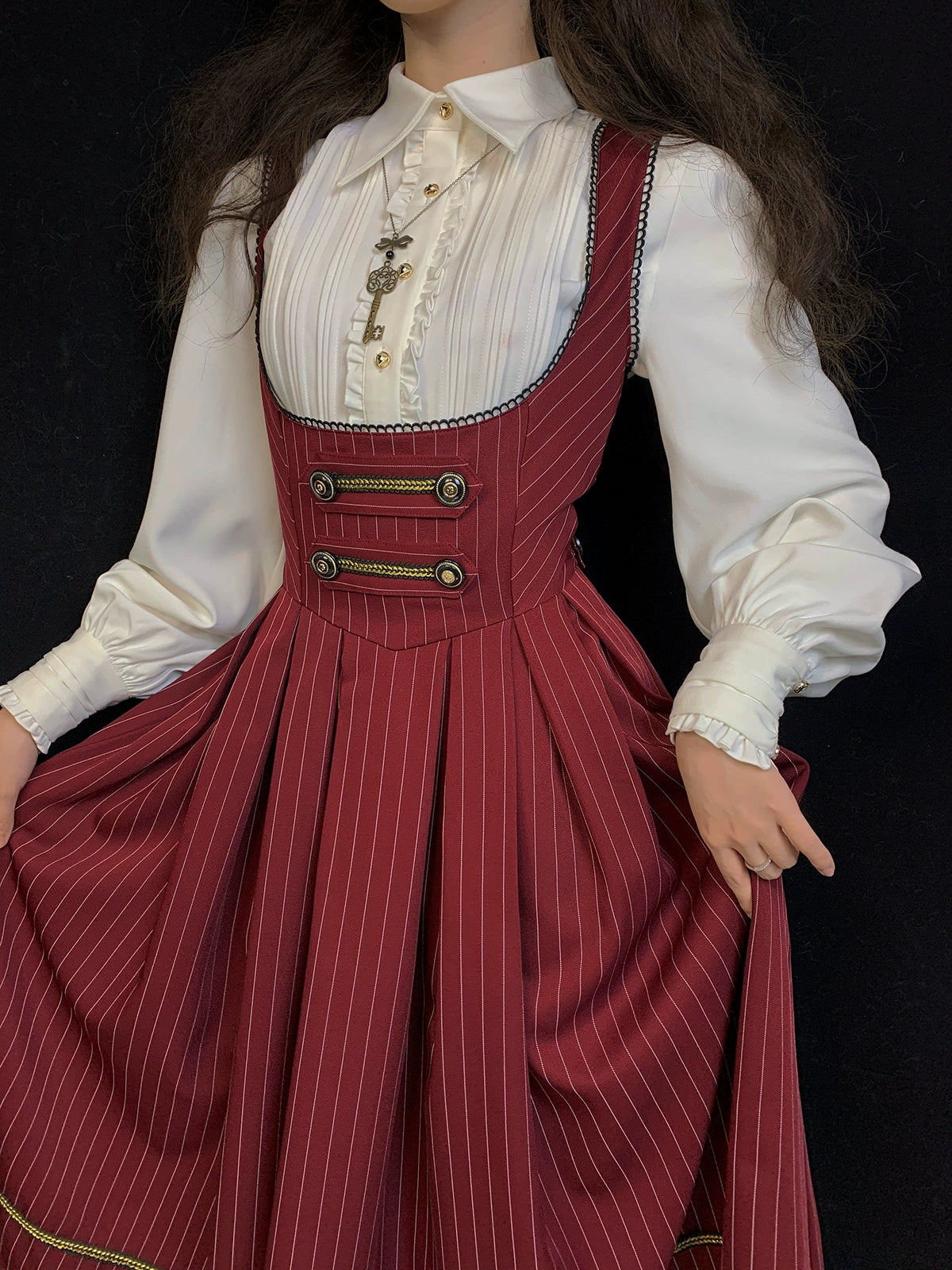 [Pre-orders available until 9/29] Bright Moon Corset Jumper Skirt Stripe [Red]