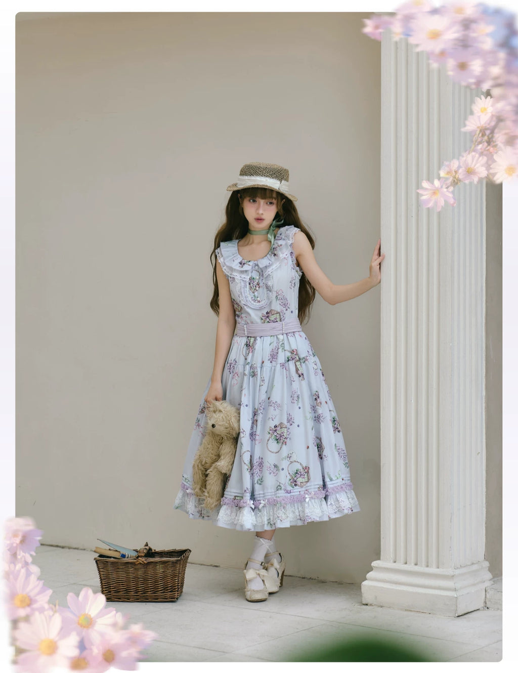 【受注予約8/17まで】Flower and Fruit Basket ジャンパースカート