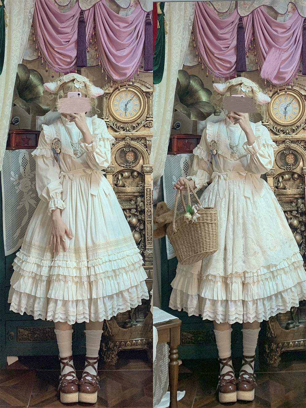 【予約販売】Sweetie Sheep ショルダーストラップ付きスカート・無地タイプ