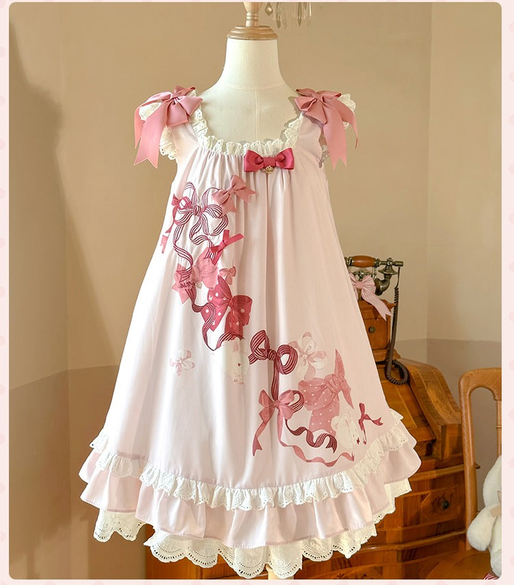 【受注予約6/11まで】Bow Rabbit フレアスリーブジャンパースカート