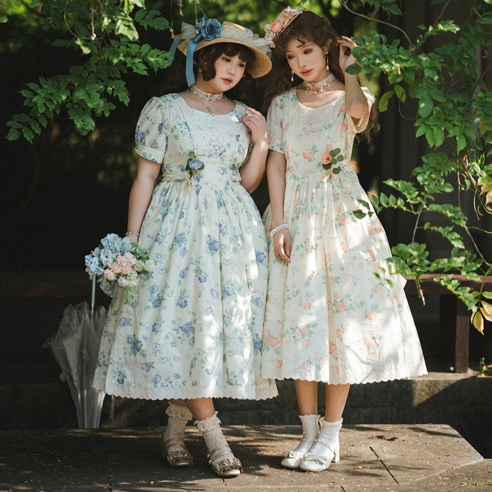 【予約販売】Rose Song ヴィンテージデザイン半袖ワンピース
