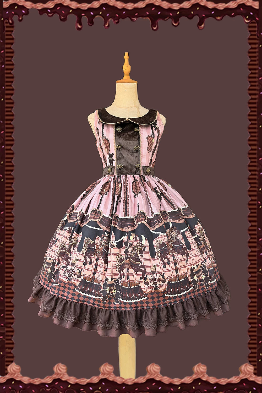 【予約販売】Chocolate Carousel プリントジャンパースカート
