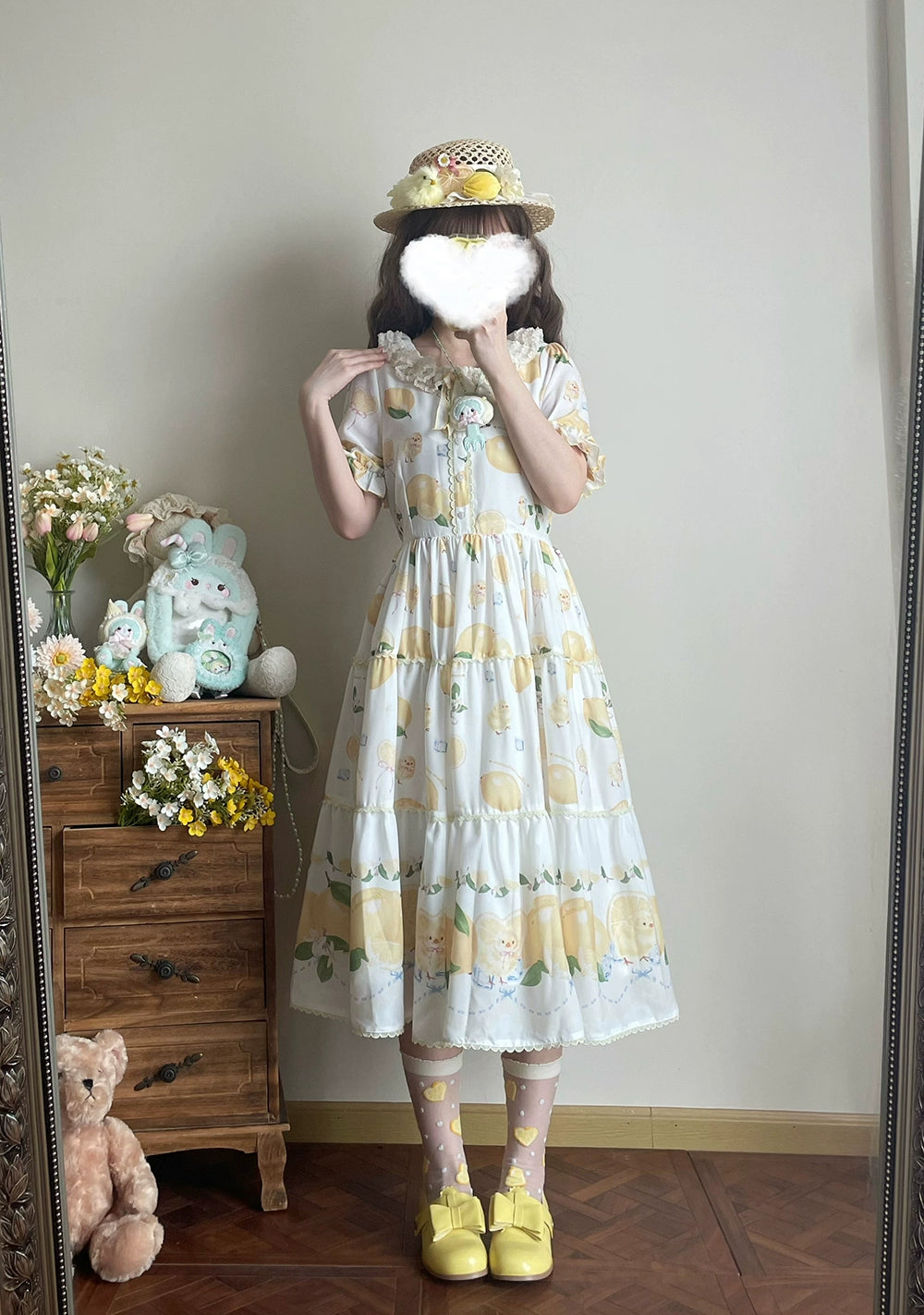 【予約販売】Lemon Sweetie プリント半袖ワンピース・デイリータイプ