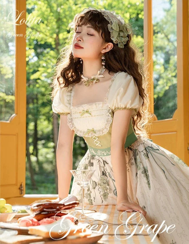 Honey Venus 白ぶどうのスクエアネック半袖ワンピース