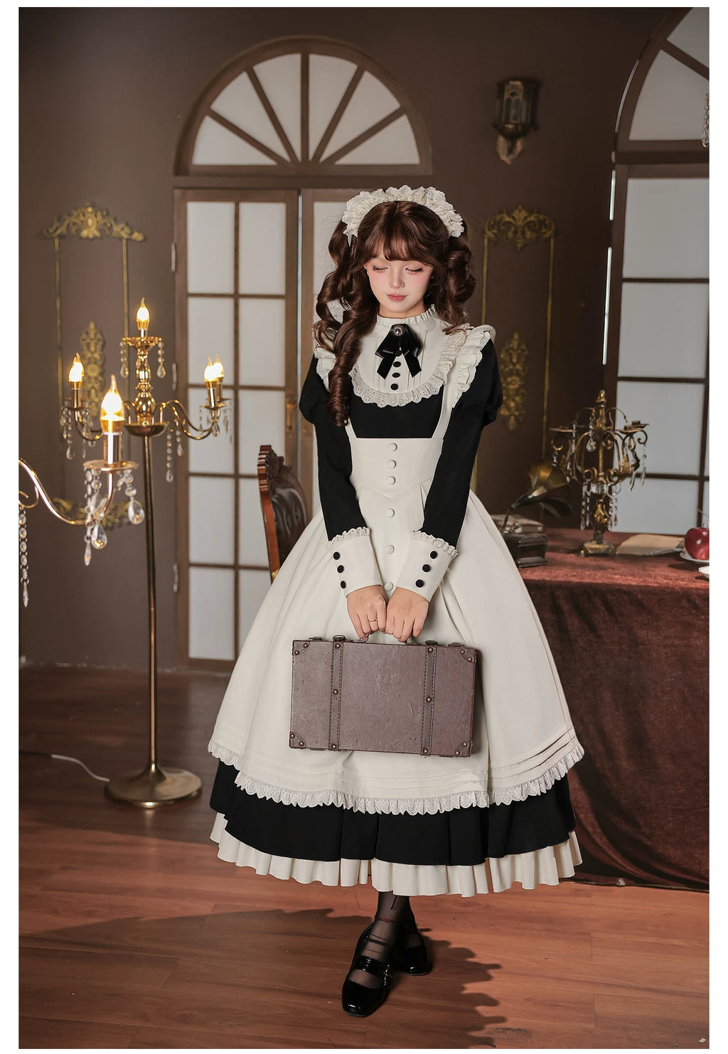 Rita メイド風クラシカルエプロン・カチューシャ付きワンピース