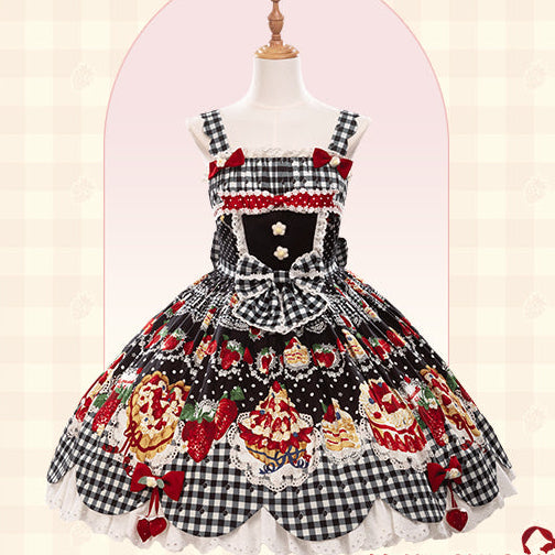 【受注予約11/18まで】Strawberry Cake Guide プリントジャンパースカート