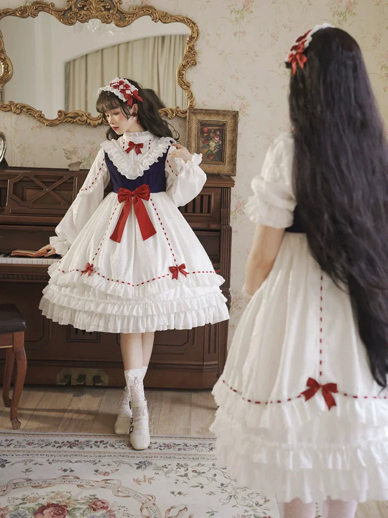 Snow White ３段フリルの半袖ワンピースと長袖ワンピース