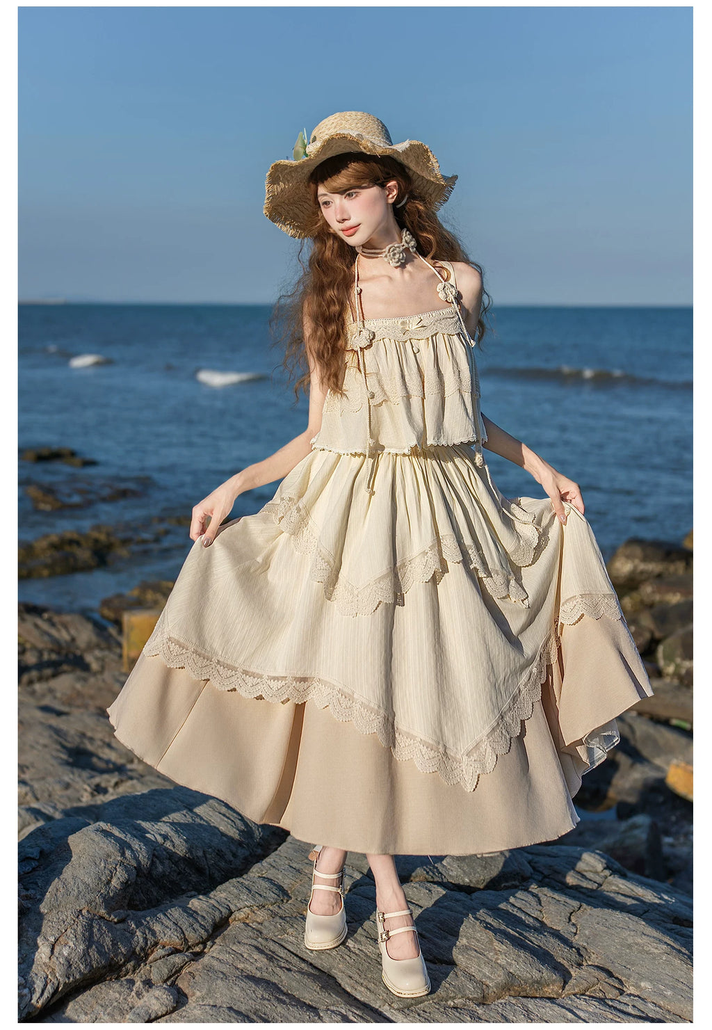 Bluebell Summer キャミソールトップスとロングスカートのセットアップ・帽子付き