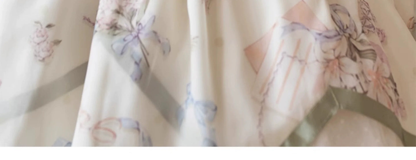 [Sales period ended] Flower Letter as you wish Chiffon dress [Long length]