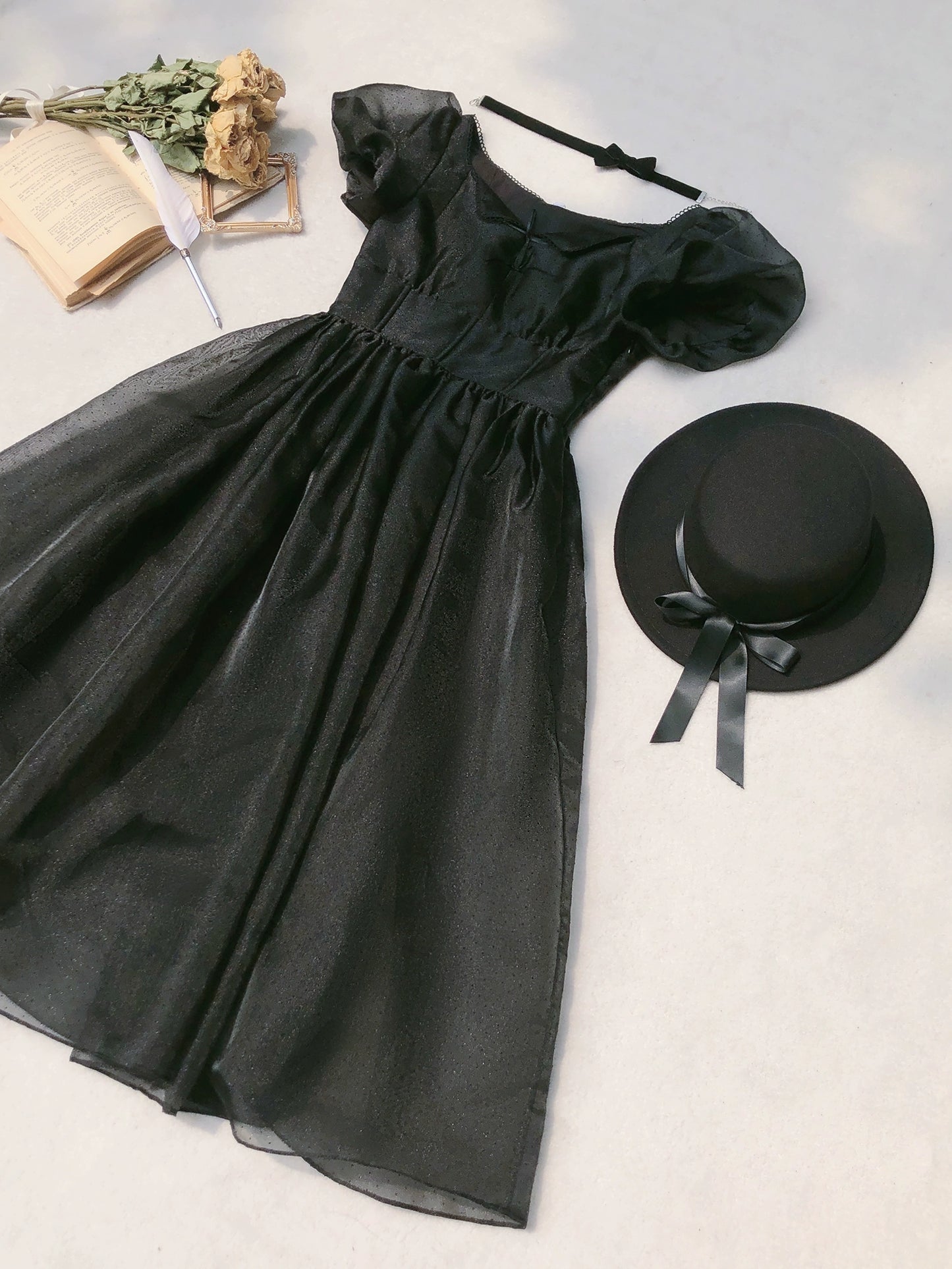 Eternal Nocturne French Retro Black Dress