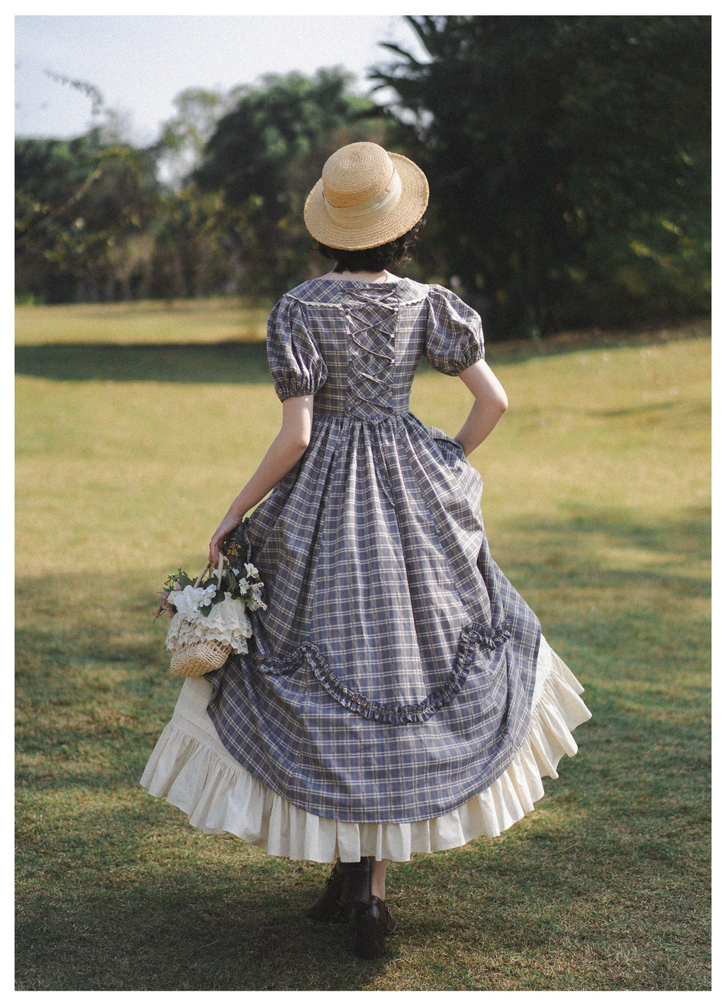 Forest Picnic チェックのワンピース