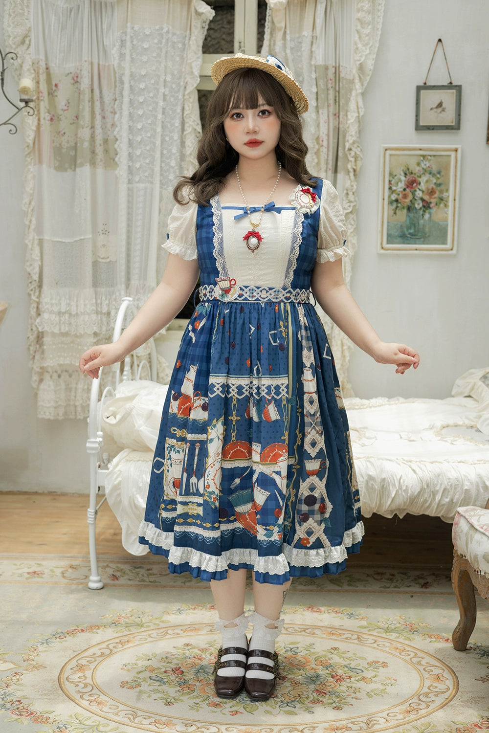 【予約販売】Picnic Tea Party スクエアネックワンピース