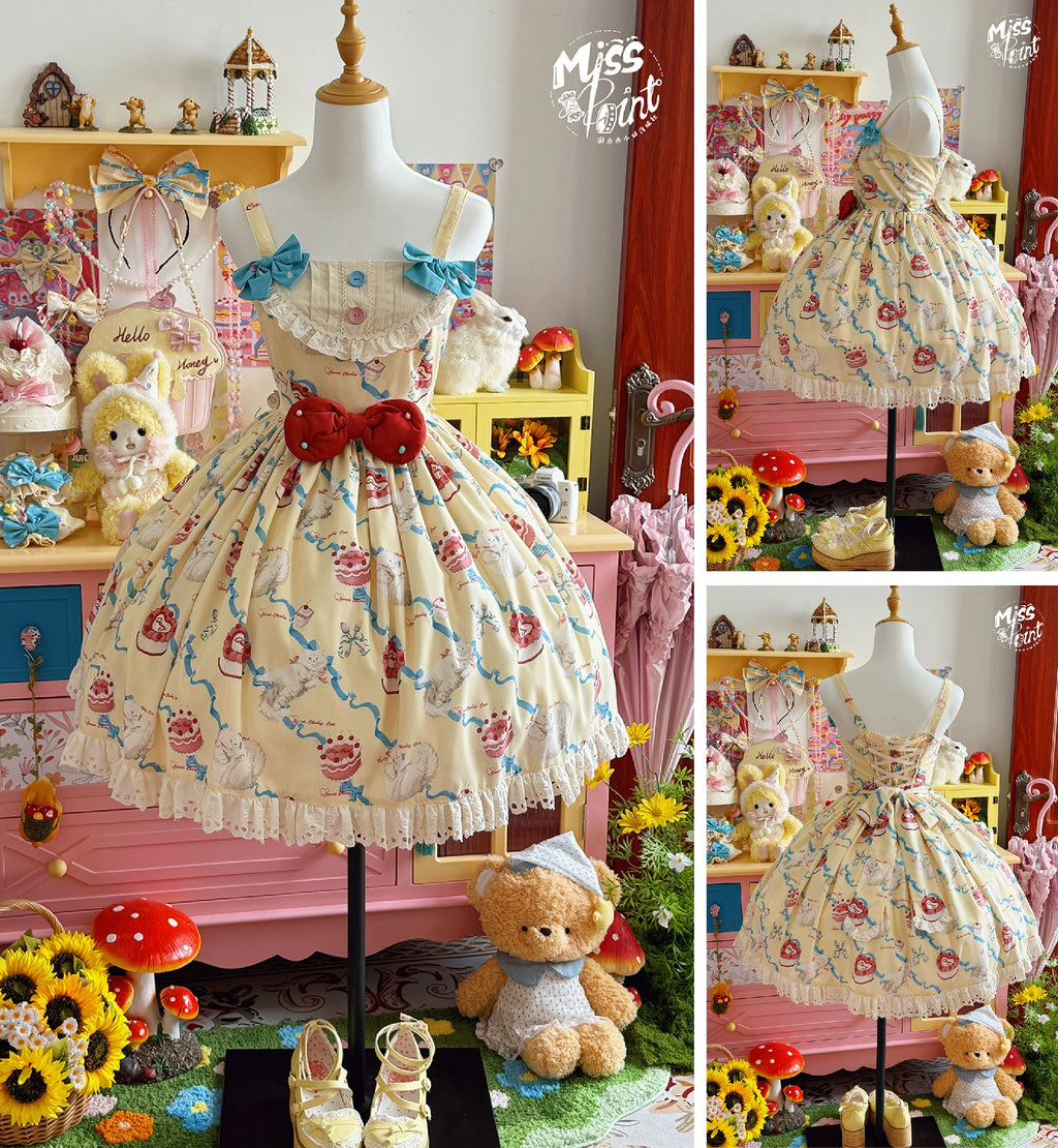 【予約販売】Sweet Cherry Cat ビブスジャンパースカート