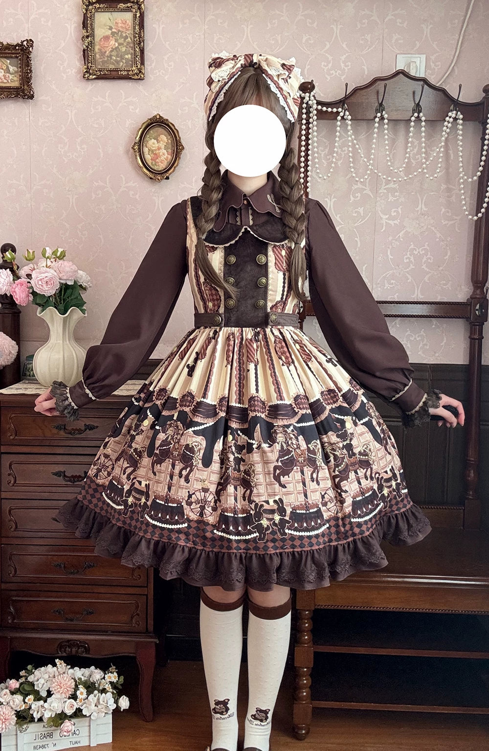 【予約販売】Chocolate Carousel プリントジャンパースカート