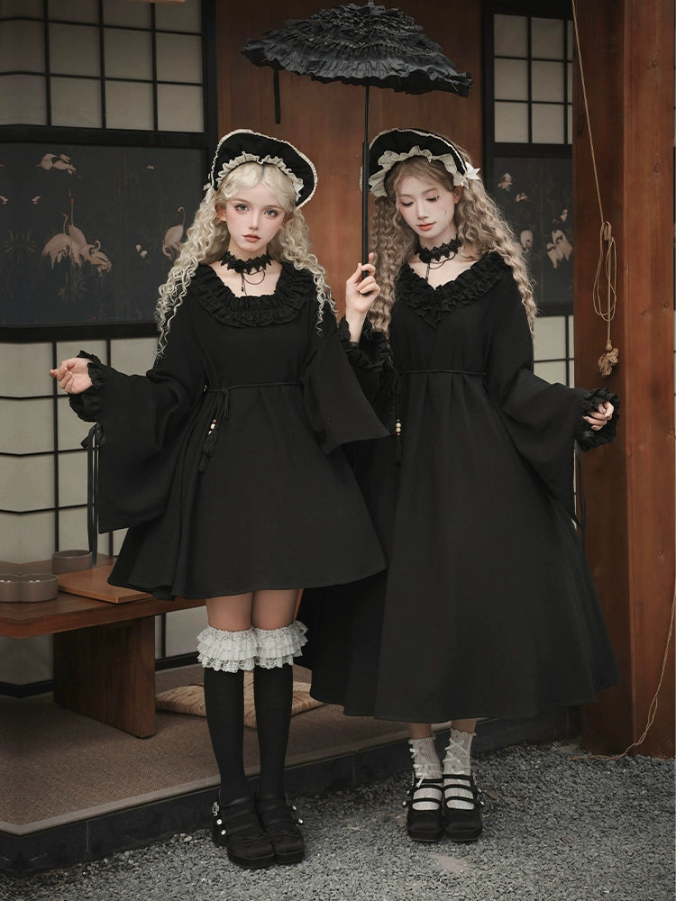 十六夜 和風メイドワンピースセット ショート丈