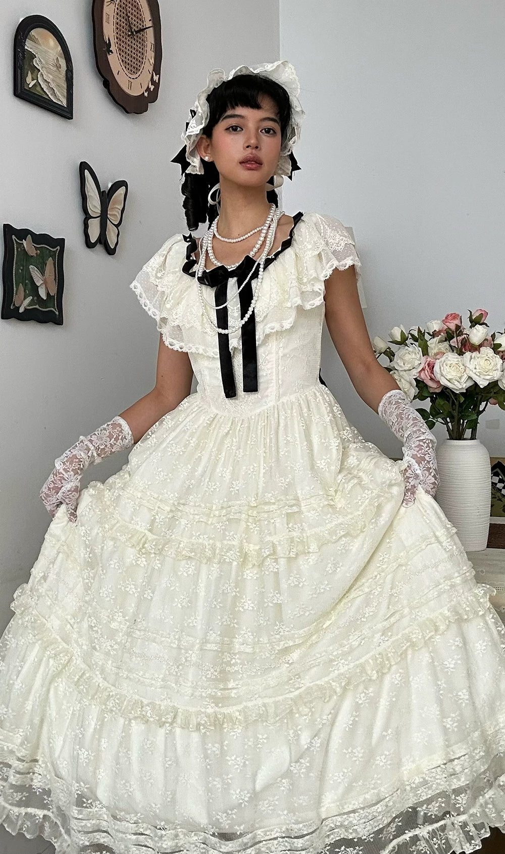 【受注予約10/13まで】Dream Lace ショールレースジャンパースカート