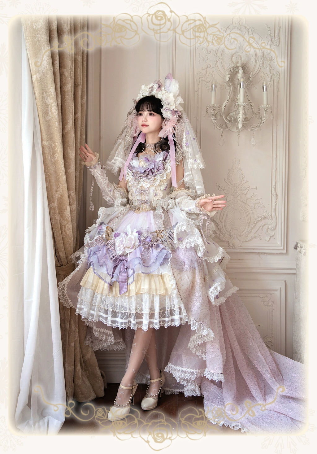 【受注予約8/13まで】Snow Rose Princess トレーン付きドレス・パープル