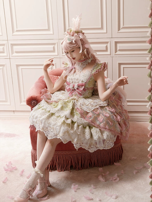 ロリータ ピンク ドレス フルセット 甘ロリ 華ロリ 【シュガー ロリータ ピンク ドレス フルセット 甘ロリ 華ロリ 【シュガー